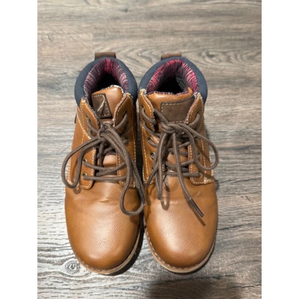 Falls Creek Boys Brown Lace-Up Ankle Boots Size 1 – Casual Everyday Shoes